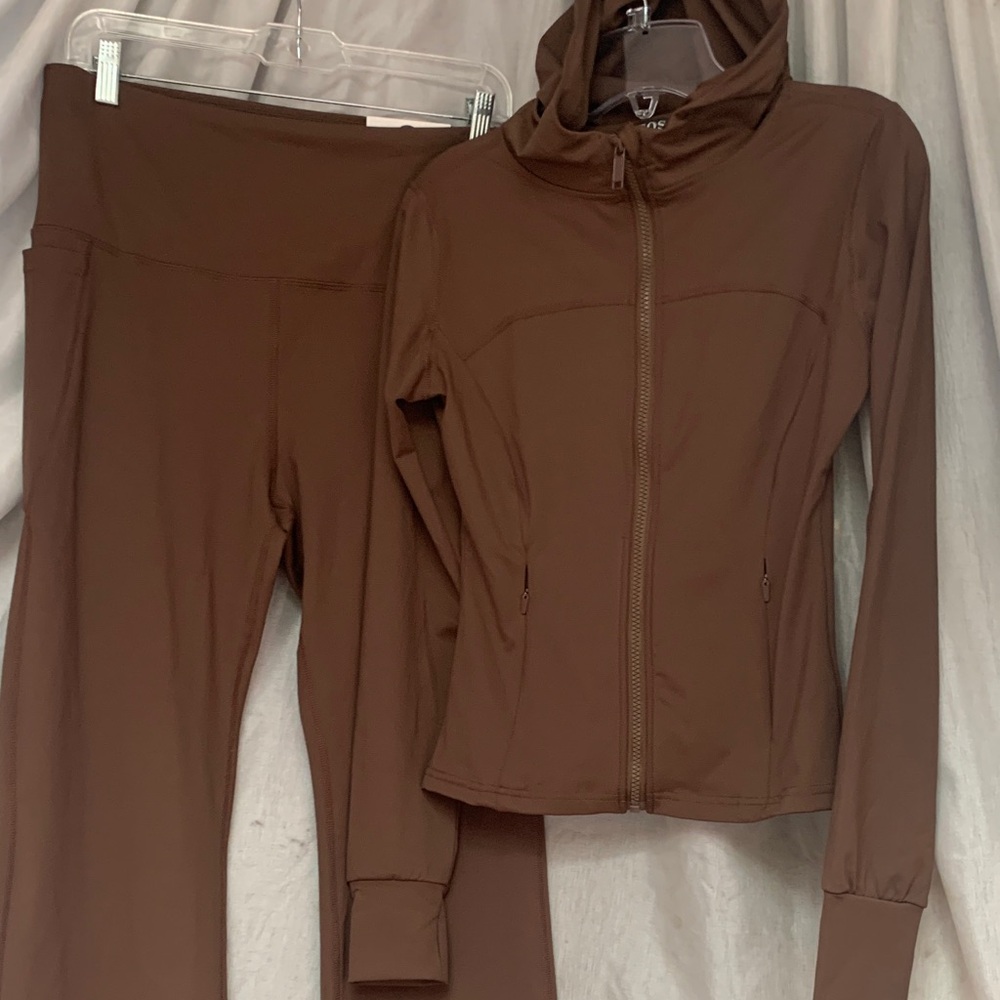 Women's Brown Zip Hoodie & High-Rise Track Pants Set